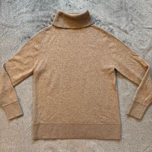 Bleu Gray Merino Wool (70%) & Cashmere (30%) Turtleneck Sweater - Camel Tan - M